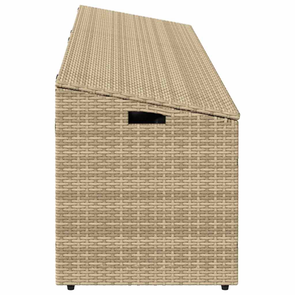 Bézs polyrattan kerti tárolóláda 220x50x58 cm