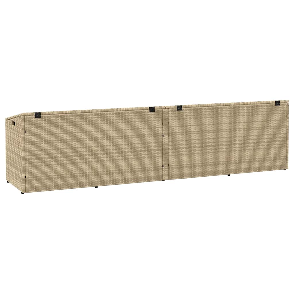Bézs polyrattan kerti tárolóláda 220x50x58 cm