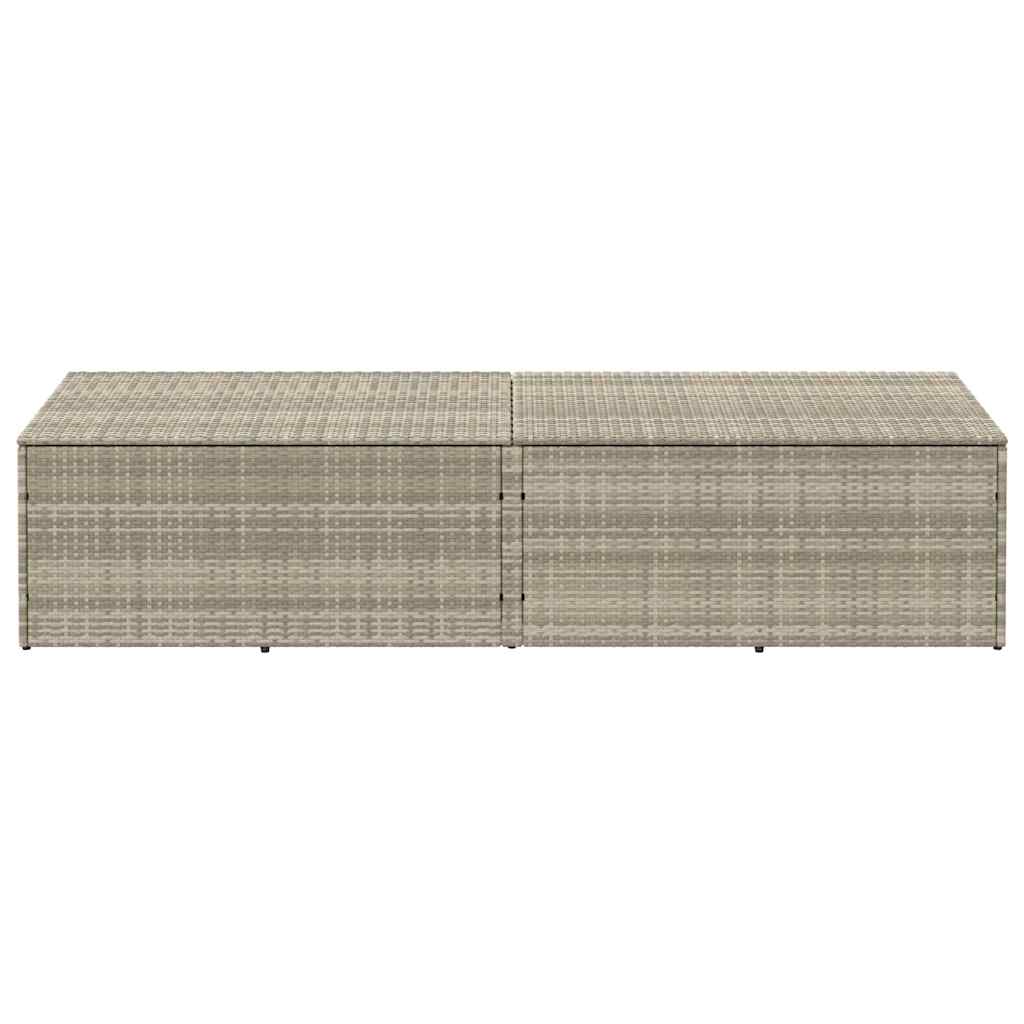 Világosszürke polyrattan kerti tárolóláda 220x50x58 cm