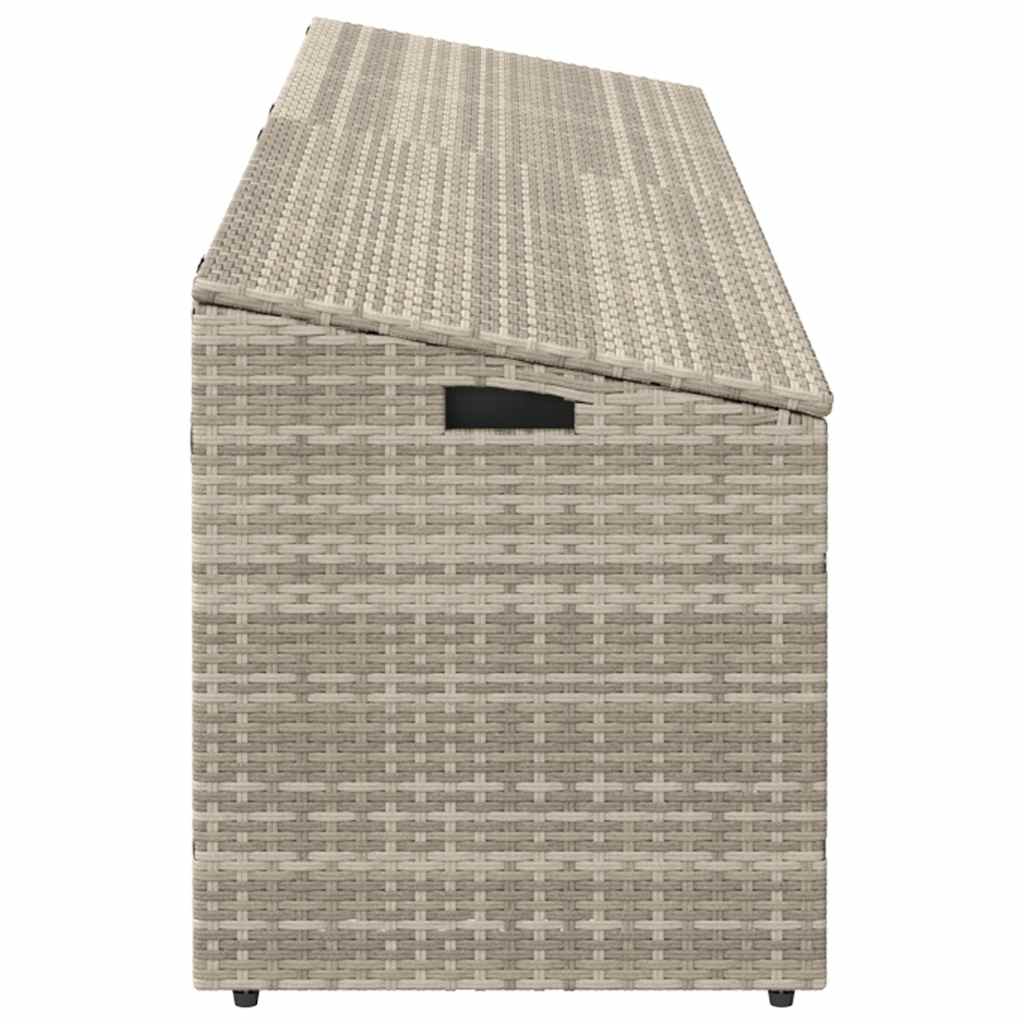 Világosszürke polyrattan kerti tárolóláda 220x50x58 cm