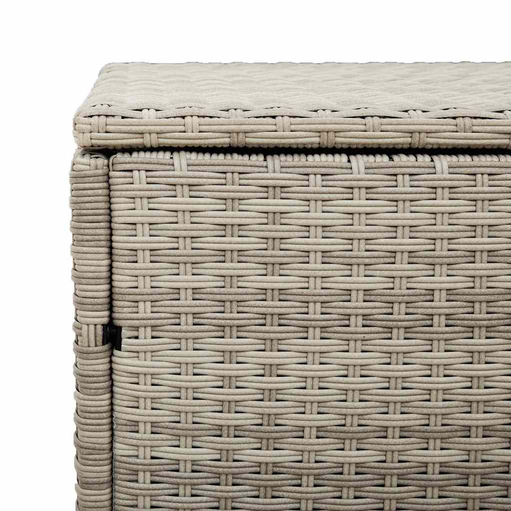 Világosszürke polyrattan kerti tárolóláda 220x50x58 cm