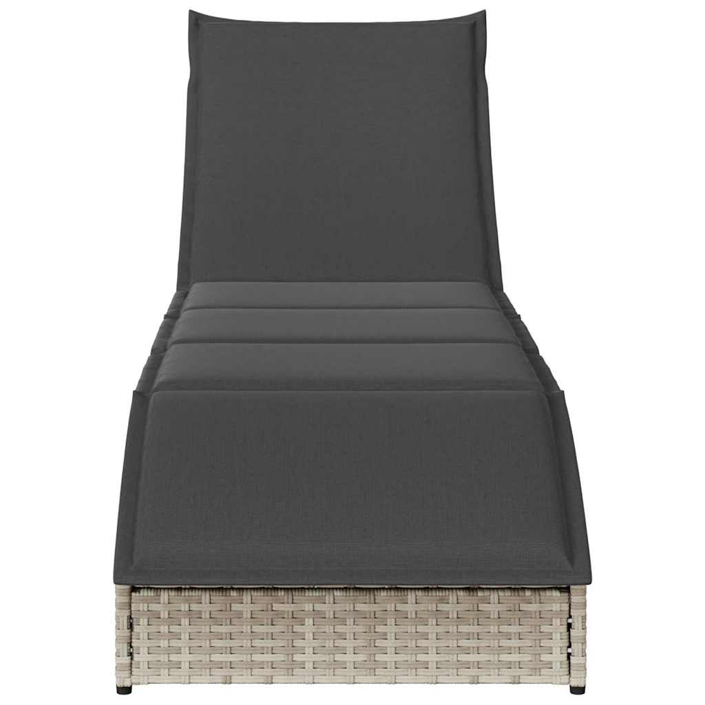 Összecsukható napozóágy párnával és tárolóval polyrattan