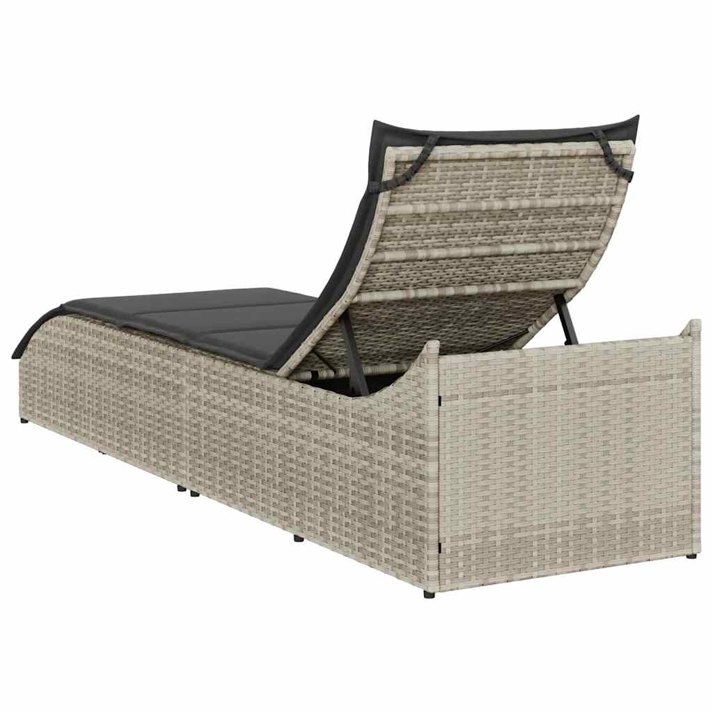 Összecsukható napozóágy párnával és tárolóval polyrattan