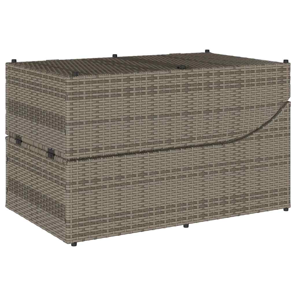 Összecsukható napozóágy párnával és tárolóval szürke polyrattan