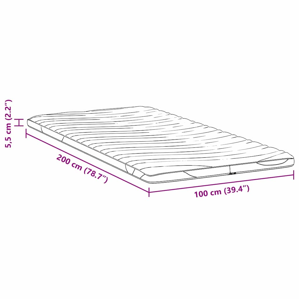 Matrac topper fehér 100 x 200 cm kötött anyag