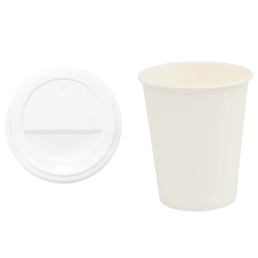 1000 db papír kávéscsészék fedővel 8oz 200ml