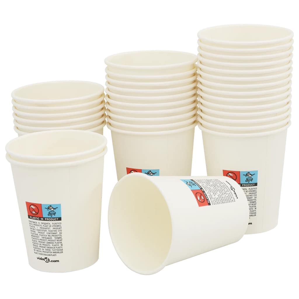 1000 db papír kávéscsészék fedővel 8oz 200ml