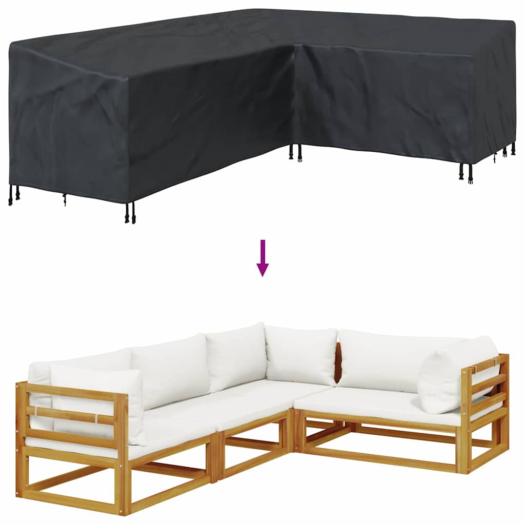 Kültéri bútorhuzat fekete 250 x 180 x 80 cm 210d oxford szövet