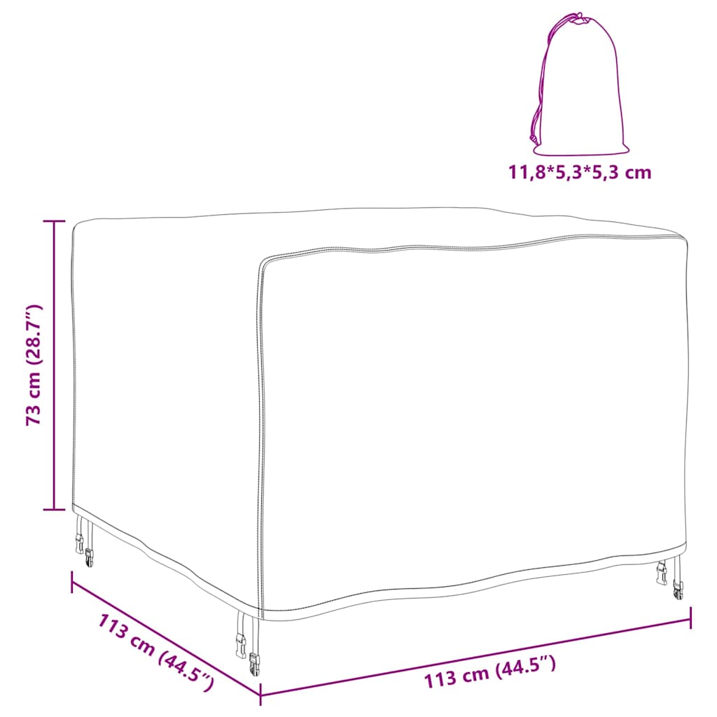 Kültéri bútorhuzat fekete 113 x 113 x 73 cm 420d