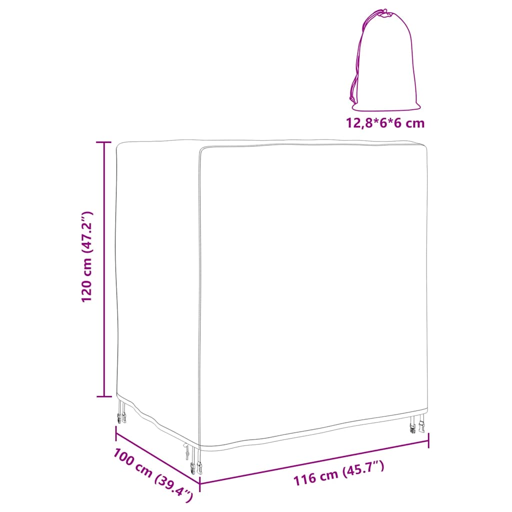 Kültéri bútorhuzat fekete 116 x 100 x 120 cm 210d
