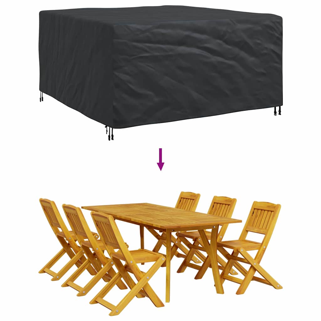 Kültéri bútorhuzat fekete 180 x 190 x 85 cm 210d