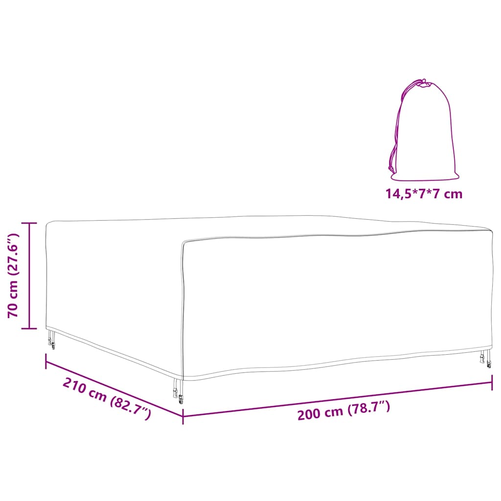 Kültéri bútorhuzat fekete 210 x 200 x 70 cm 420d