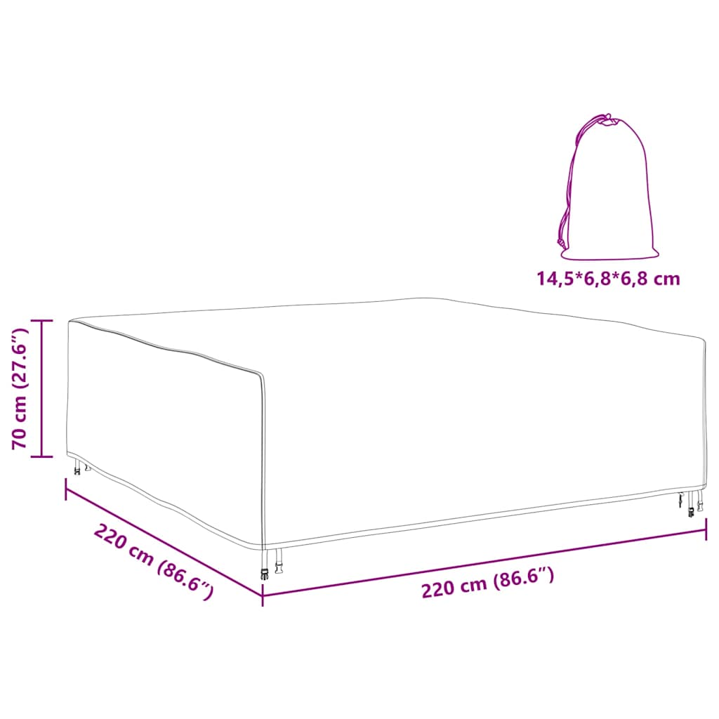 Kültéri bútorhuzat fekete 220 x 220 x 70 cm 600d