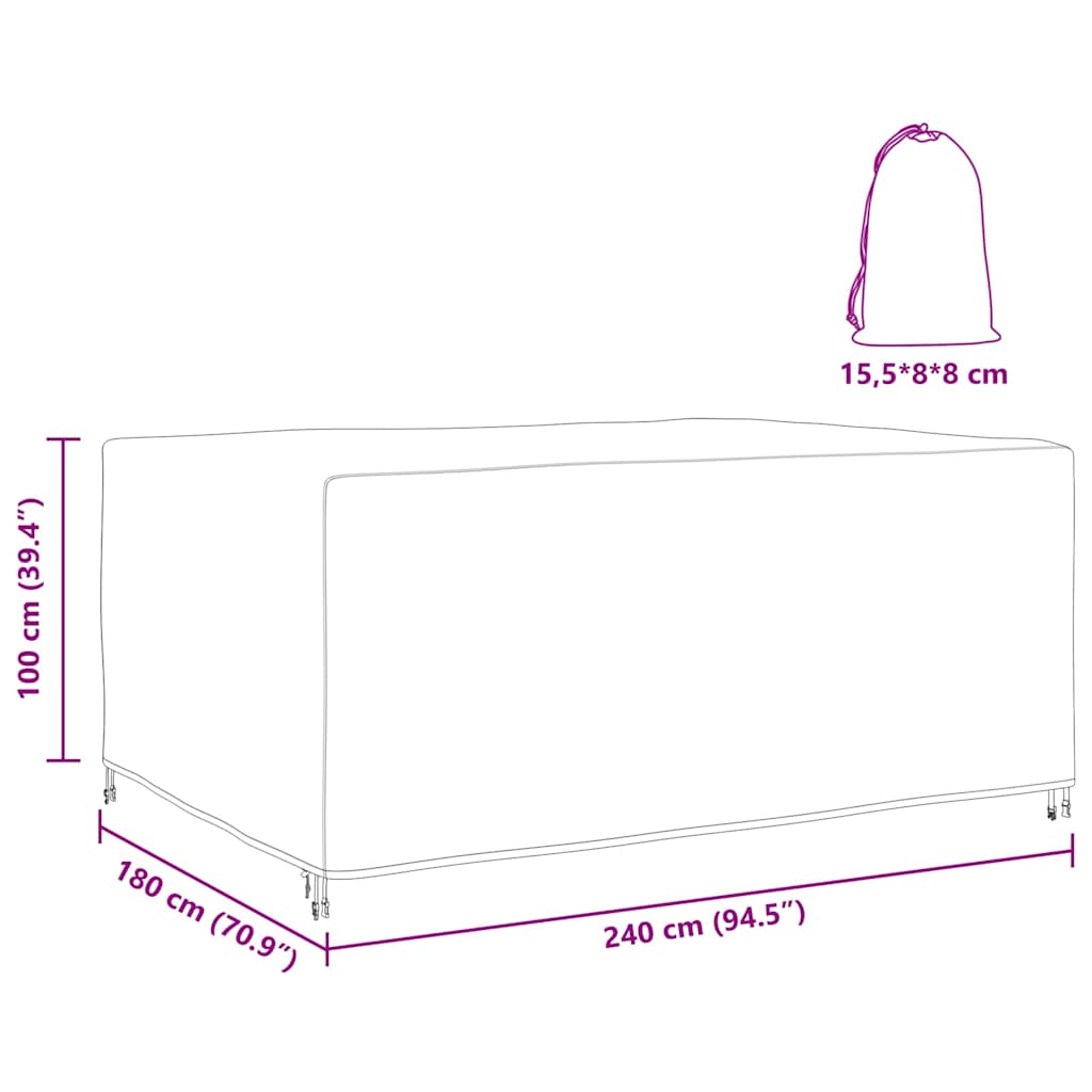 Kültéri bútorhuzat fekete 240 x 180 x 100 cm 420d