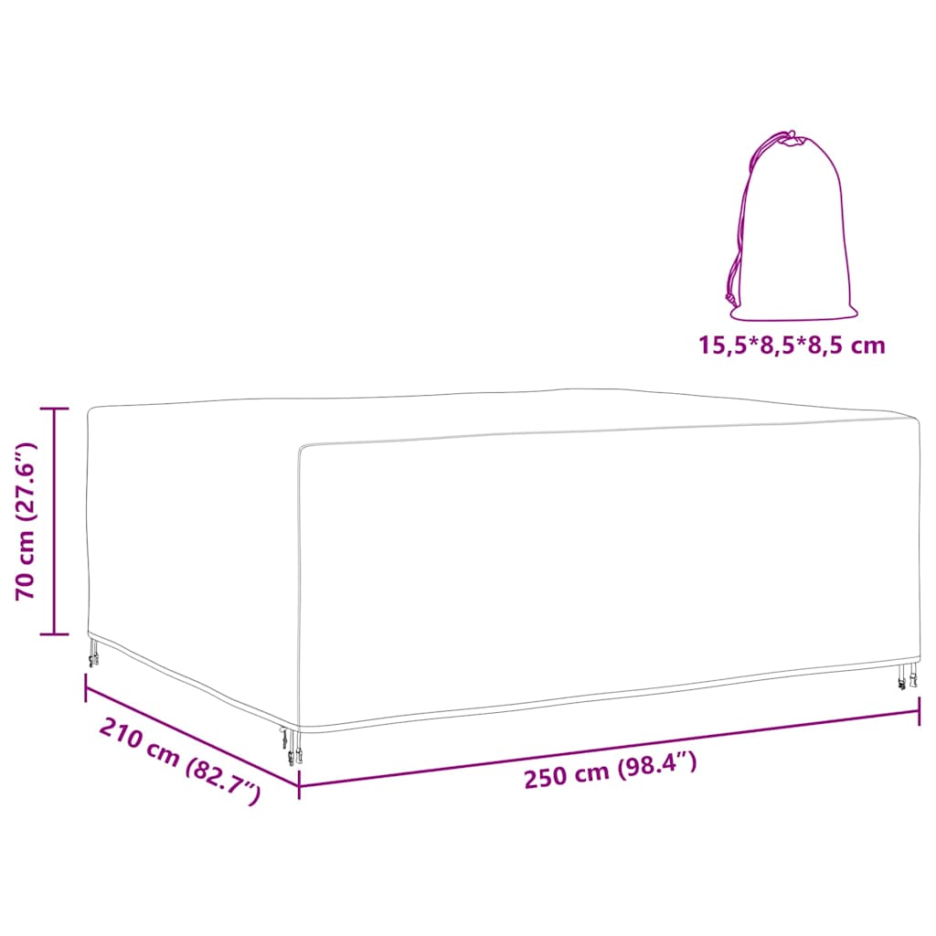Kültéri bútorhuzat fekete 250 x 210 x 70 cm 420d
