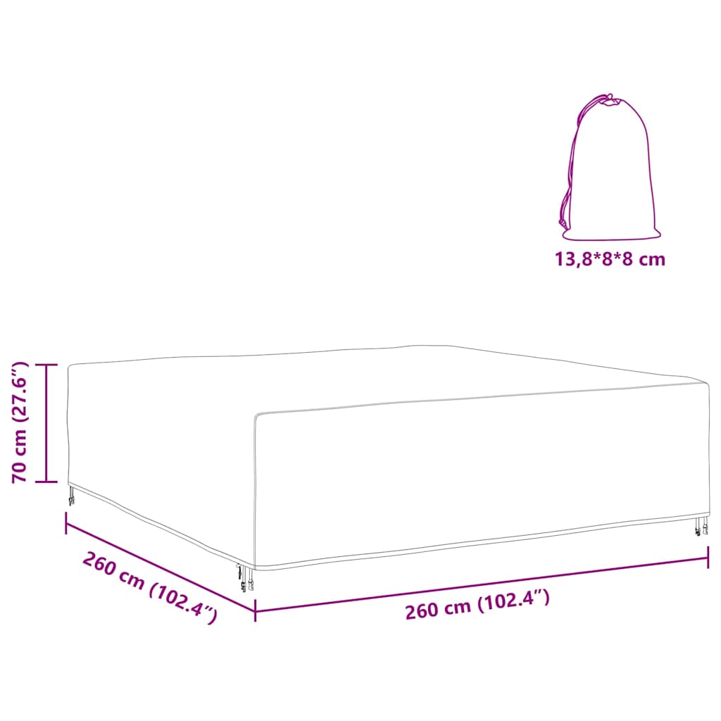 Kültéri bútorhuzat fekete 260 x 260 x 70 cm 210d