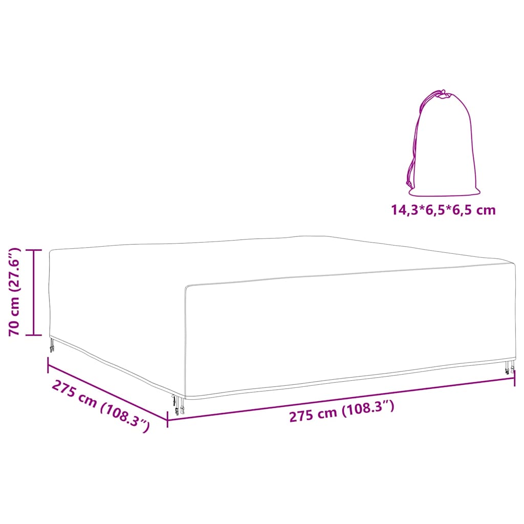 Kültéri bútorhuzat fekete 275 x 275 x 70 cm 210d