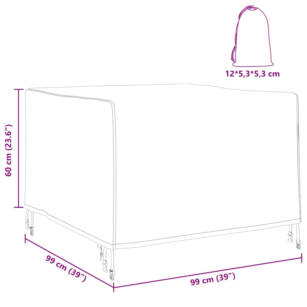 Kültéri bútorhuzat fekete 99 x 99 x 60 cm 420d oxford szövet