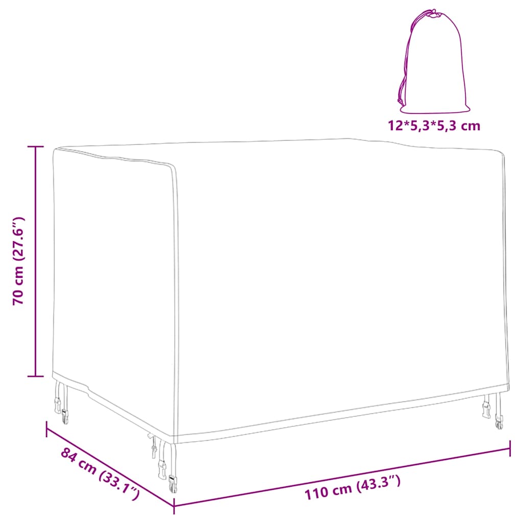 Kültéri bútorhuzat fekete 110 x 84 x 70 cm 420d oxford szövet