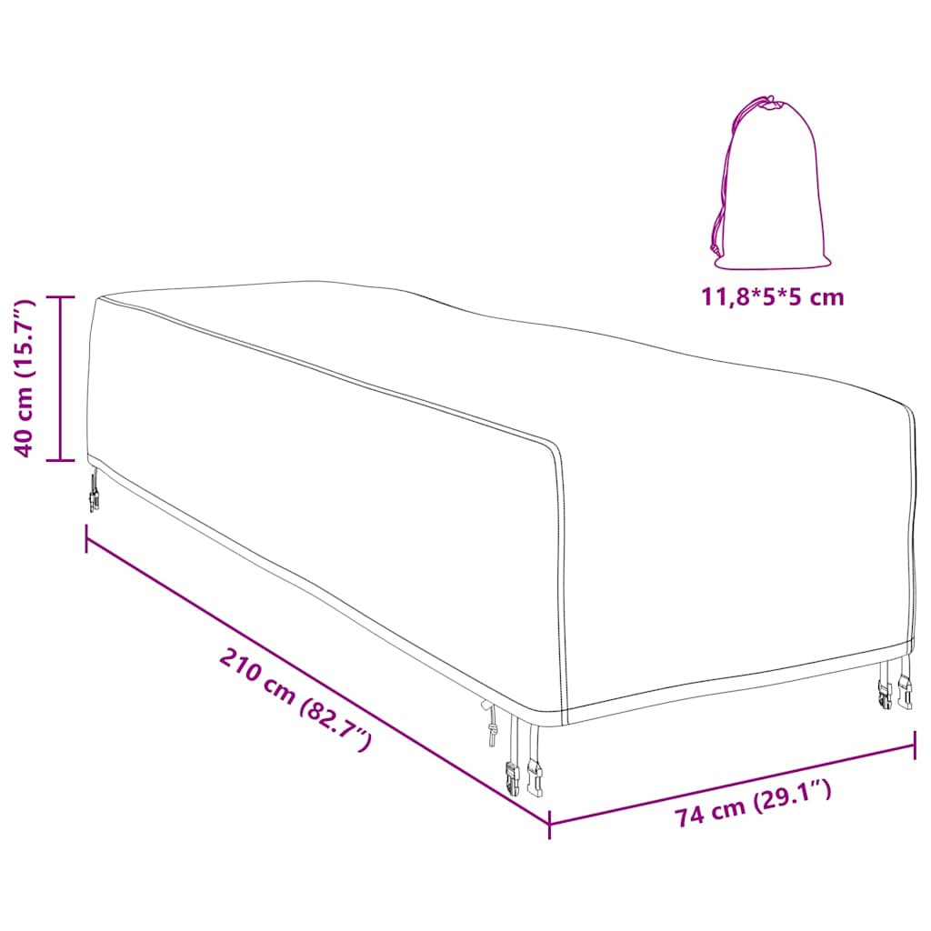 Kültéri bútorhuzat 210 x 74 x 40 cm 420d oxford szövet