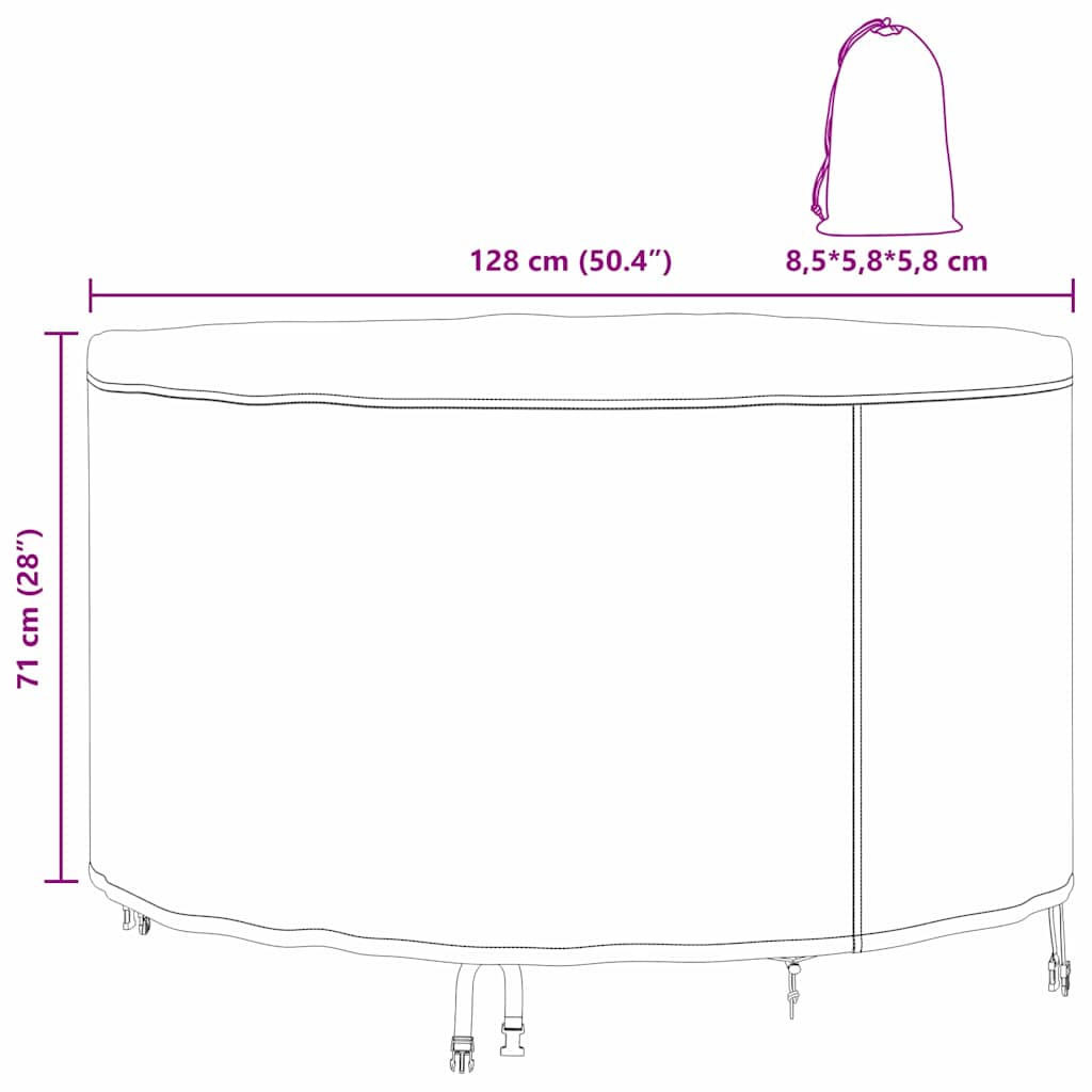 Kültéri bútorhuzat fekete 128 x 128 x 71 cm 210d szövet