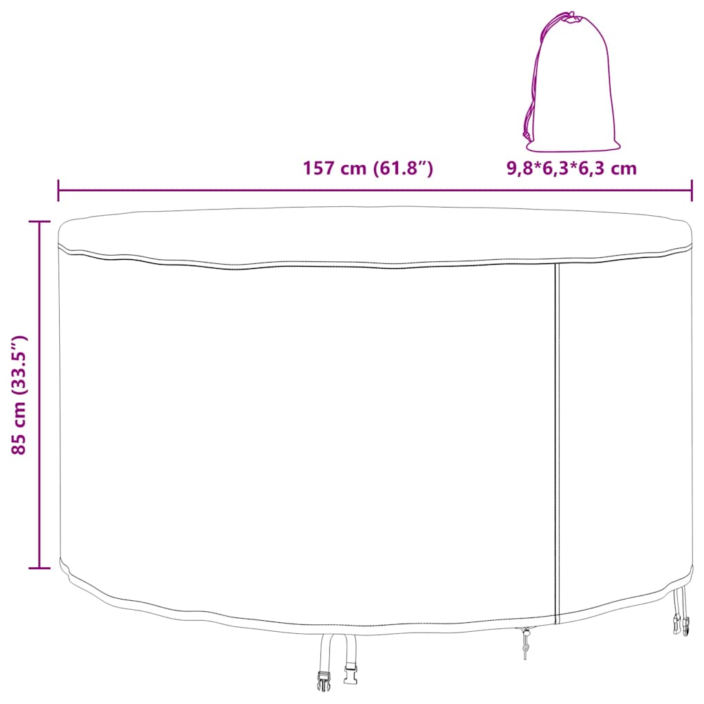 Kültéri bútorhuzat fekete 157 x 157 x 85 cm 210d szövet