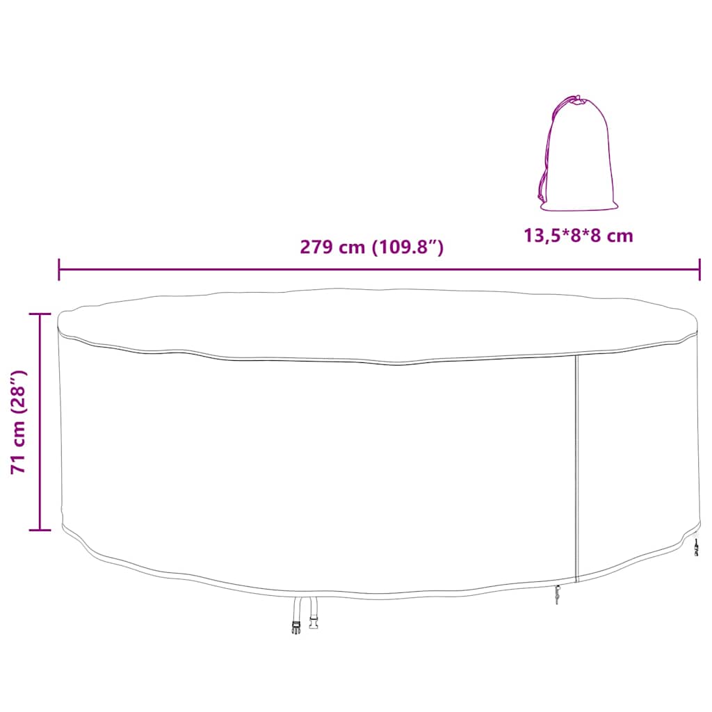Kültéri bútorhuzat fekete 279 x 279 x 71 cm 210d szövet