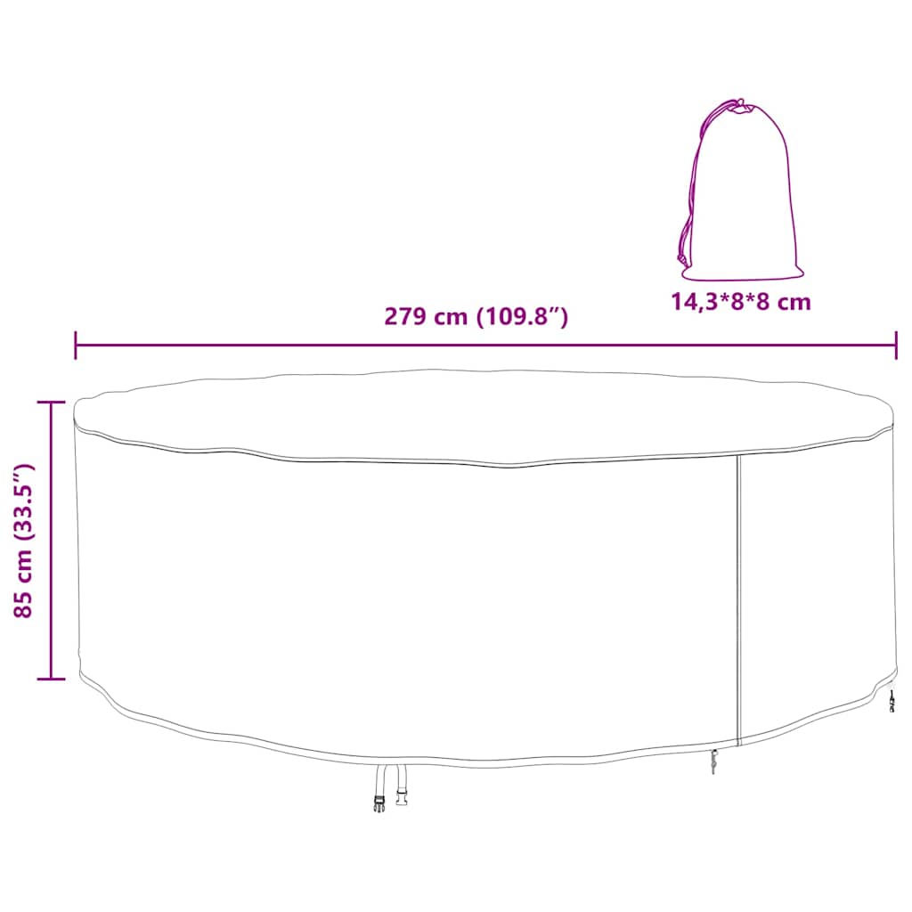 Kültéri bútorhuzat fekete 279 x 279 x 85 cm 420d szövet