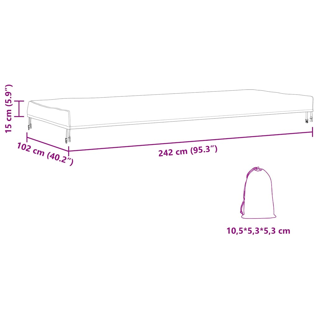 Kültéri bútorhuzat 242 x 102 x 15 cm 210d oxford szövet