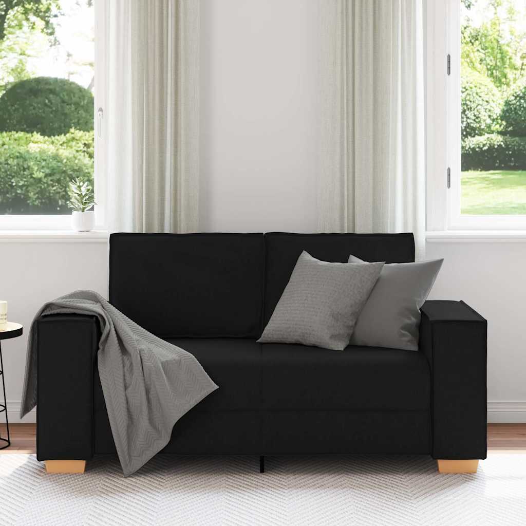 Kétszemélyes fekete szövetkanapé 120 cm Kétszemélyes fekete szövetkanapé 120 cm