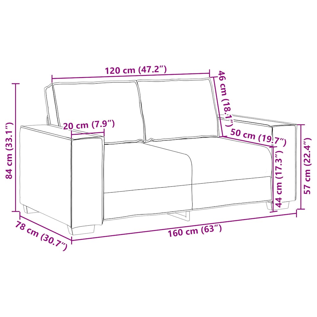 Kétszemélyes fekete szövetkanapé 120 cm Kétszemélyes fekete szövetkanapé 120 cm