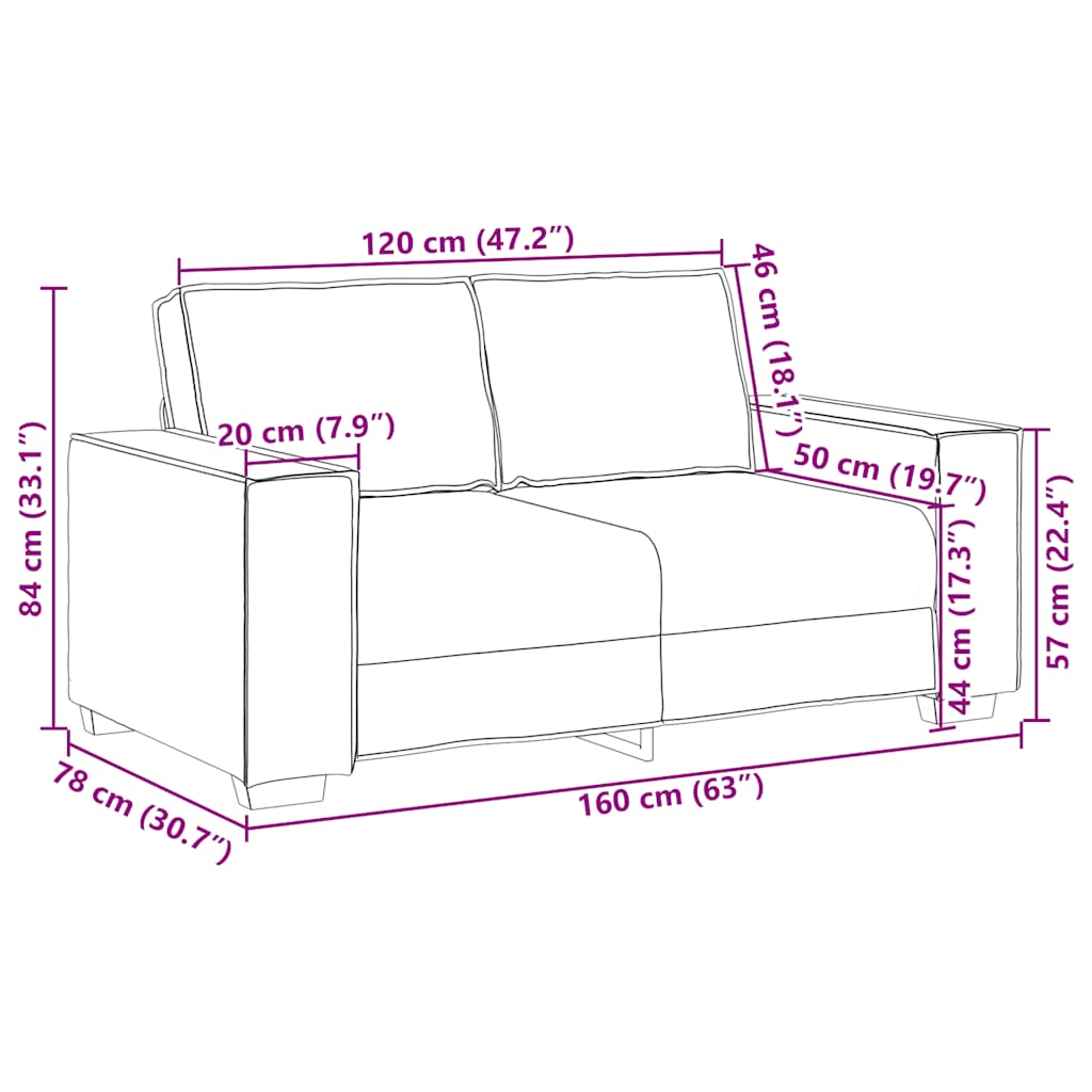 Kétszemélyes bordó színű szövetkanapé 120 cm