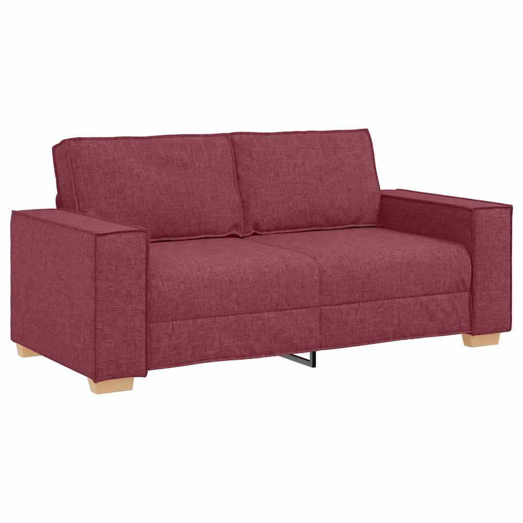 Kétszemélyes bordó színű szövetkanapé 140 cm