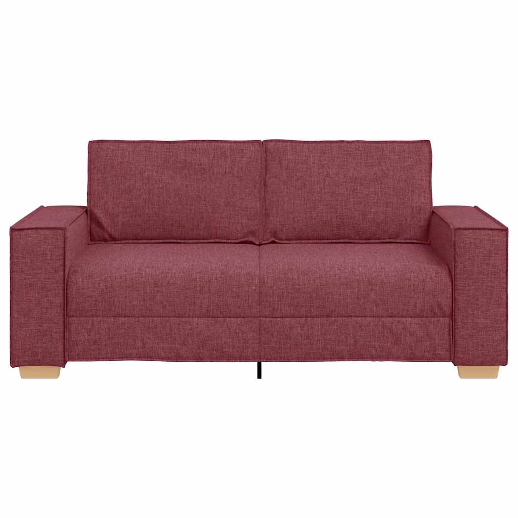 Kétszemélyes bordó színű szövetkanapé 140 cm