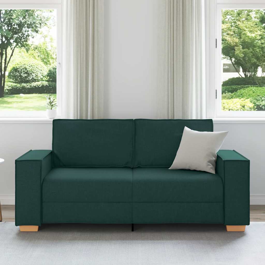 Kétszemélyes sötétzöld szövetkanapé 140 cm