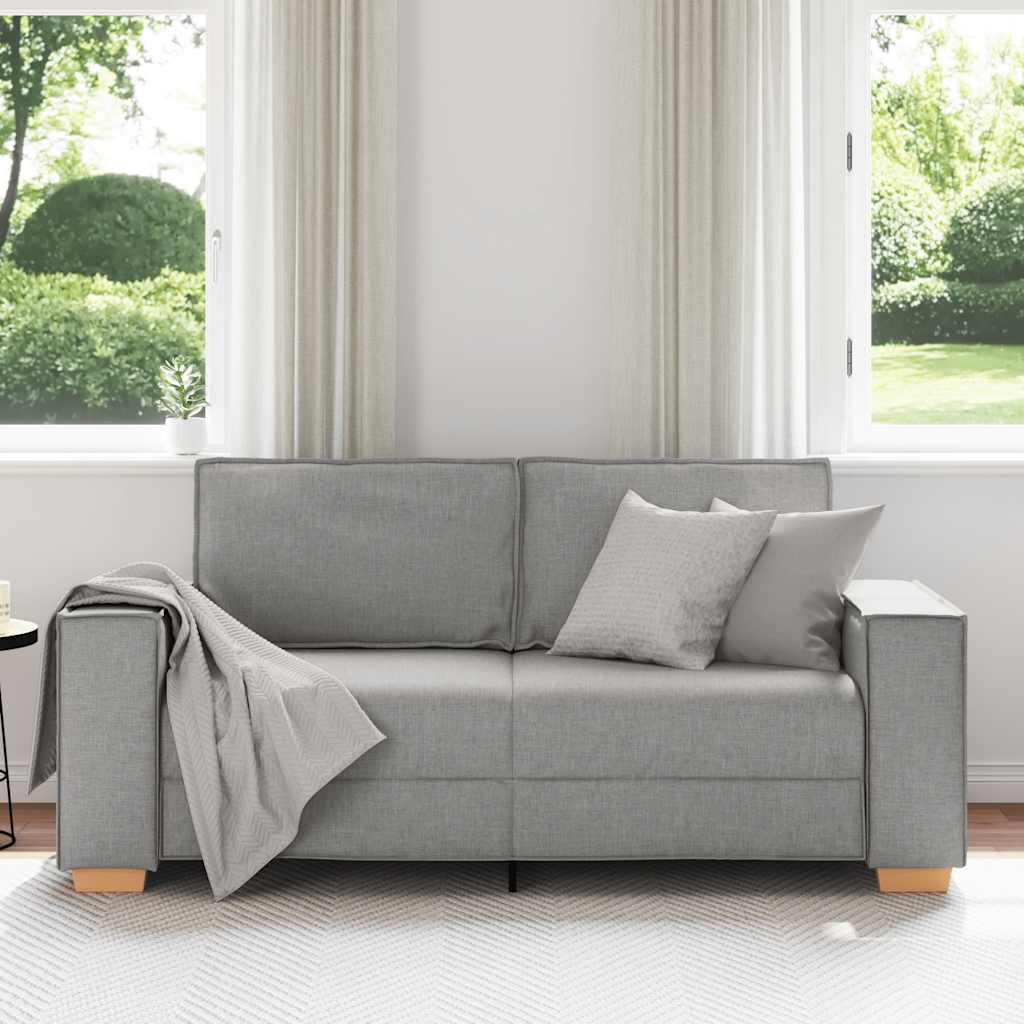 Kétszemélyes, felhőszürke szövetkanapé 140 cm