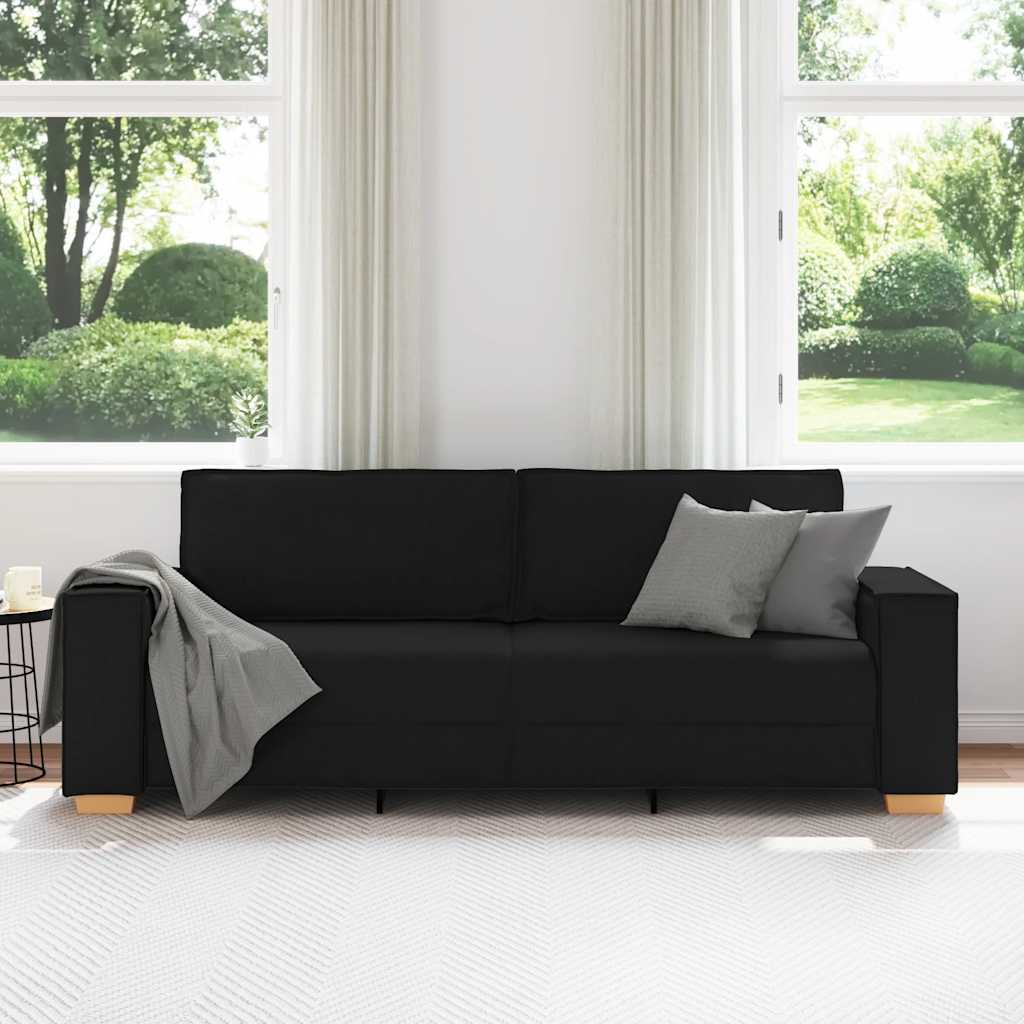 3 személyes, fekete szövetkanapé 180 cm 3 személyes, fekete szövetkanapé 180 cm