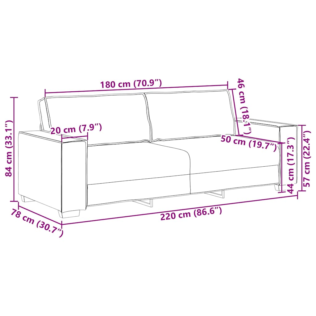 3 személyes, fekete szövetkanapé 180 cm 3 személyes, fekete szövetkanapé 180 cm