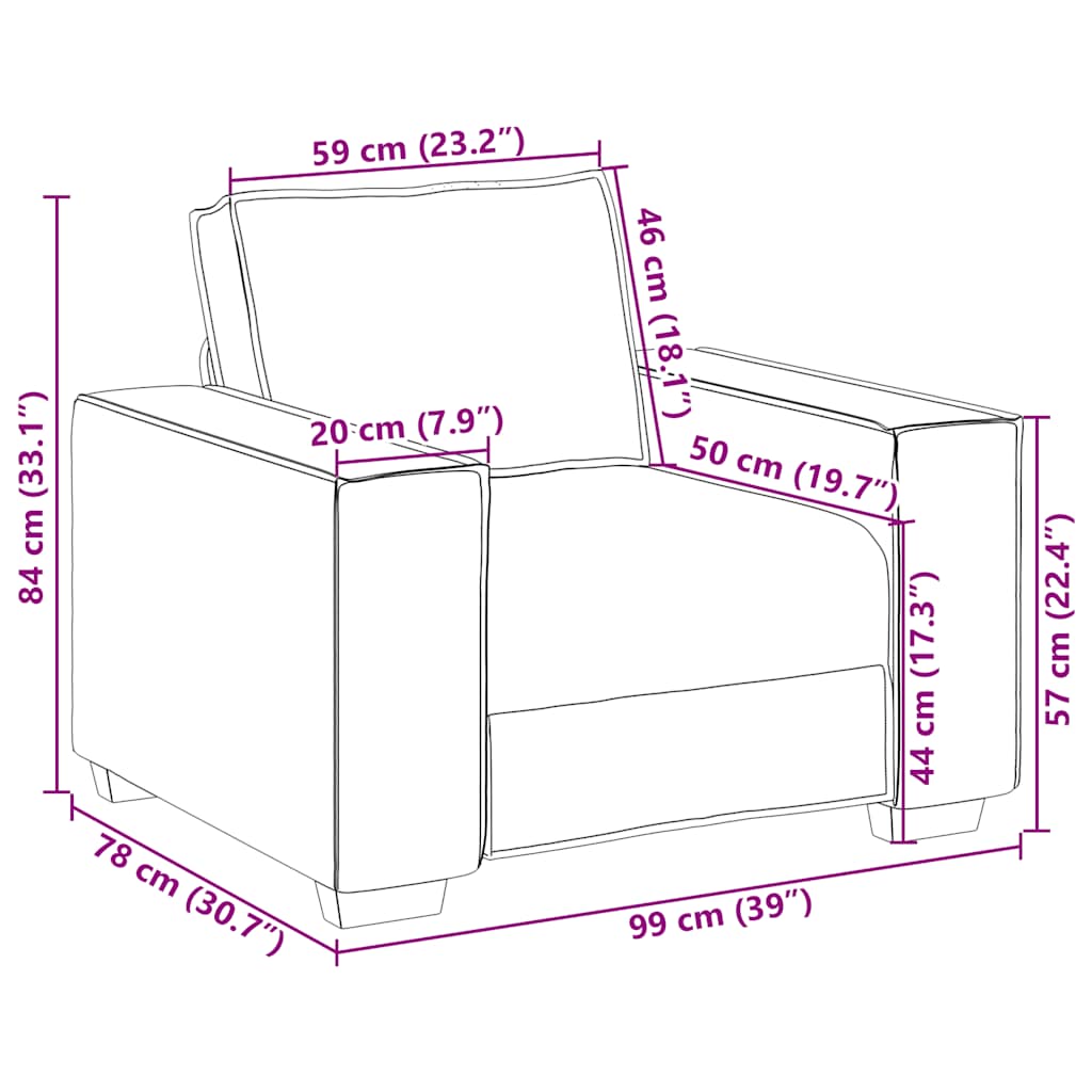 Sötétszürke bársony kanapéfotel 59 cm Sötétszürke bársony kanapéfotel 59 cm