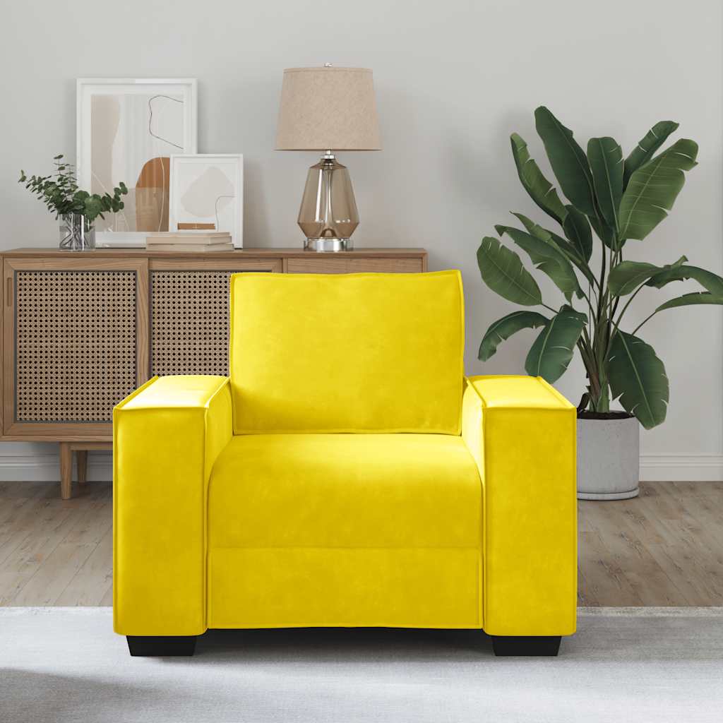 Sárga bársony kanapéfotel 59 cm Sárga bársony kanapéfotel 59 cm
