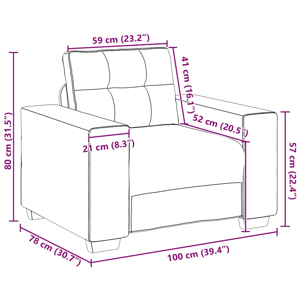 Világosszürke szövet kanapéfotel 59 cm