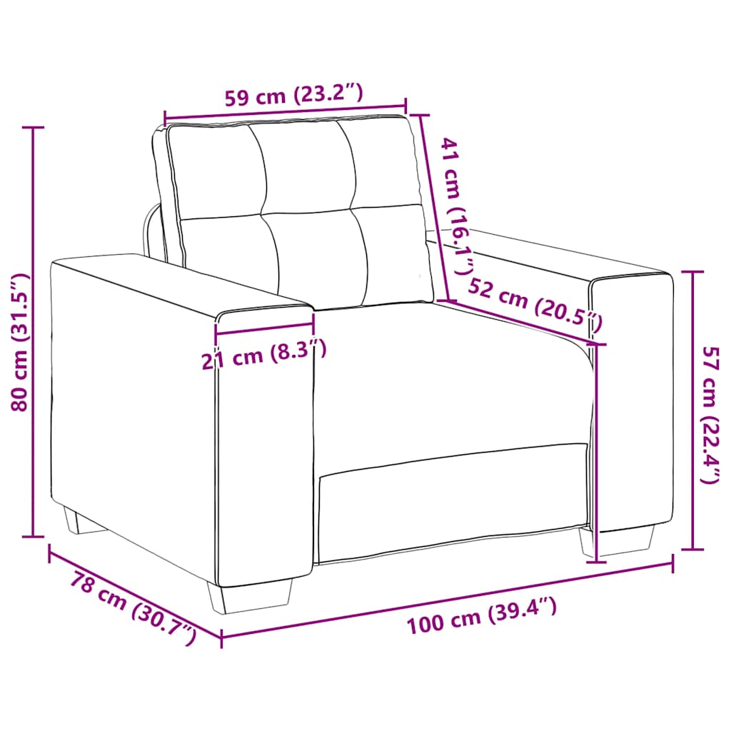Barna szövet kanapéfotel 59 cm