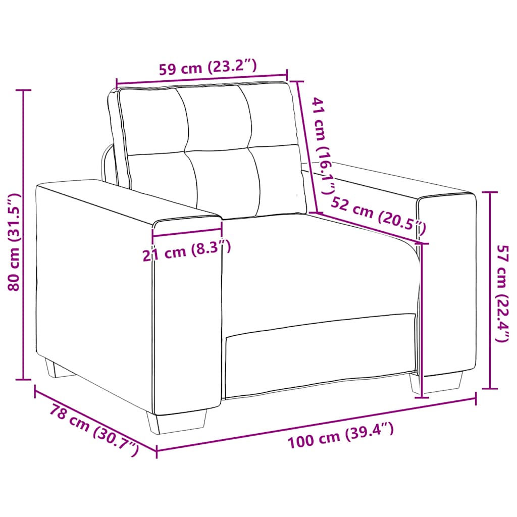 Krémszínű szövet kanapéfotel 59 cm Krémszínű szövet kanapéfotel 59 cm