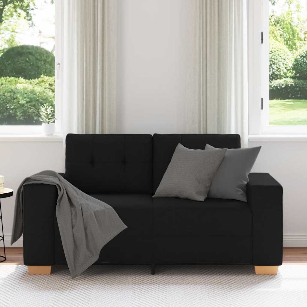 Fekete szövet loveseat kanapé 120 cm