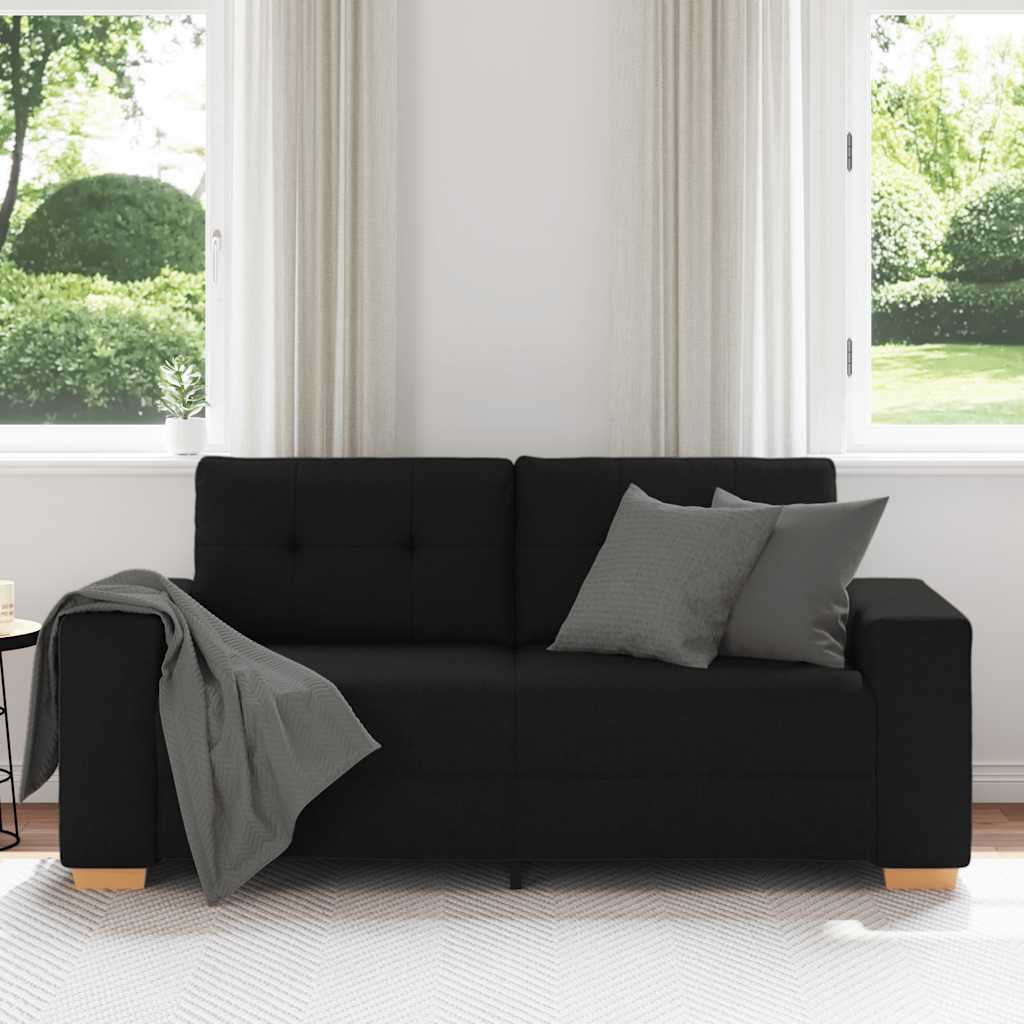 Fekete szövet loveseat kanapé 140 cm