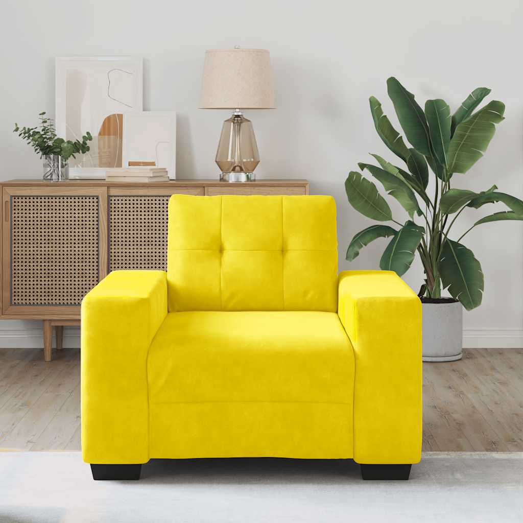 Sárga bársony kanapéfotel 59 cm