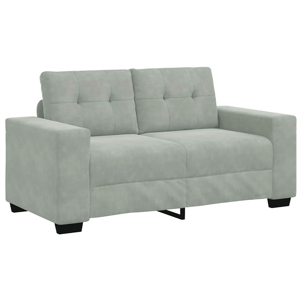 Világosszürke bársony loveseat kanapé 120 cm