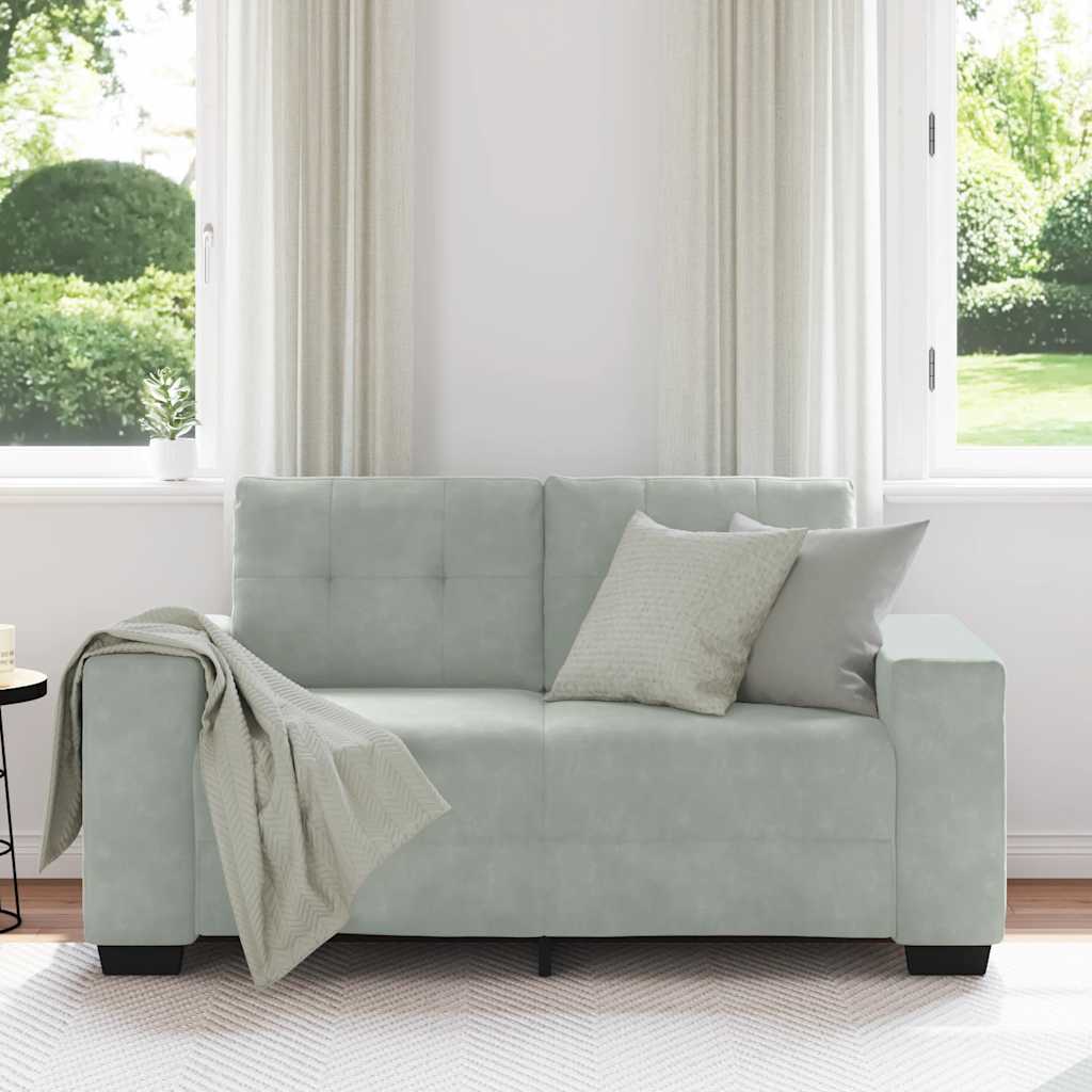 Világosszürke bársony loveseat kanapé 120 cm