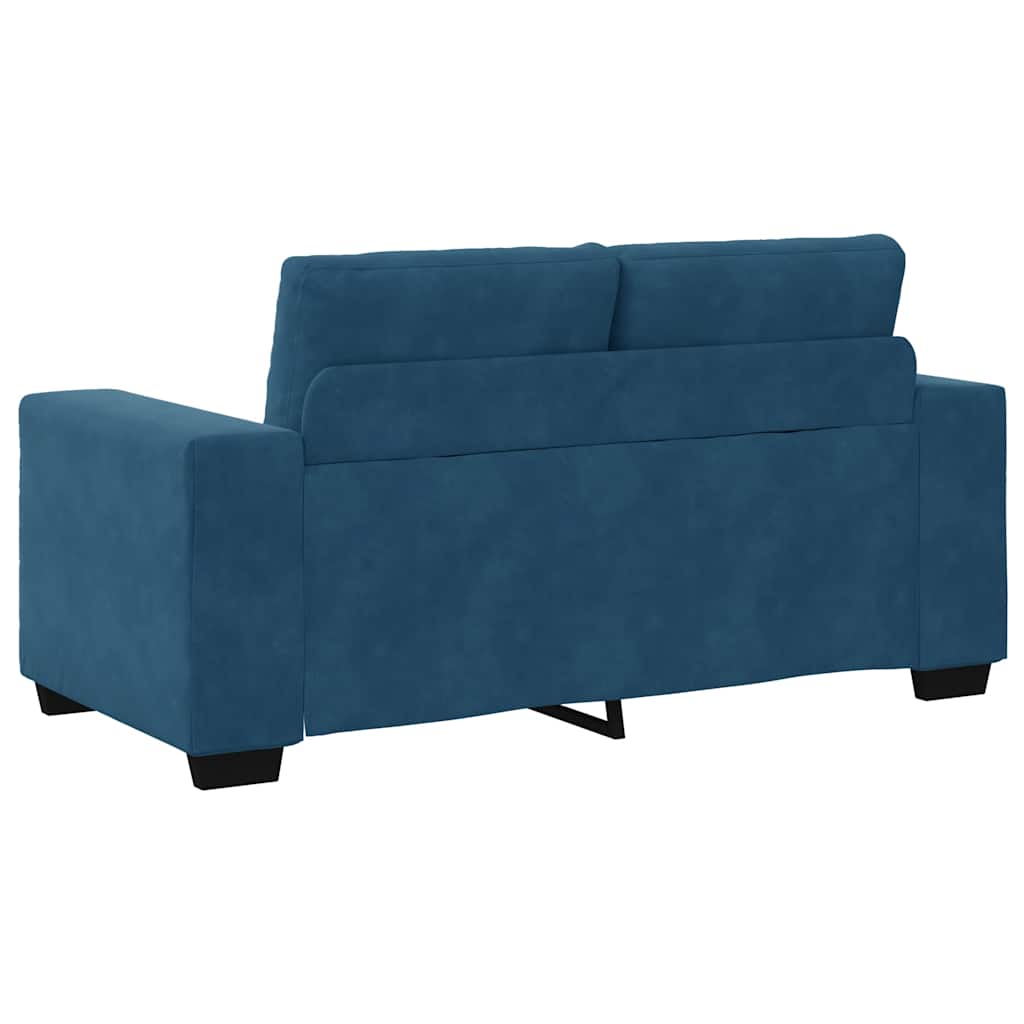 Kék bársony loveseat kanapé 120 cm