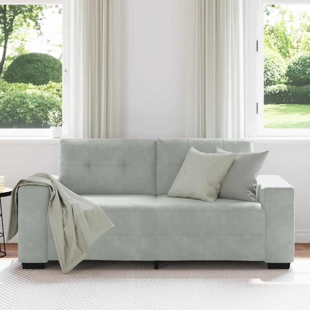 Világosszürke bársony loveseat kanapé 140 cm